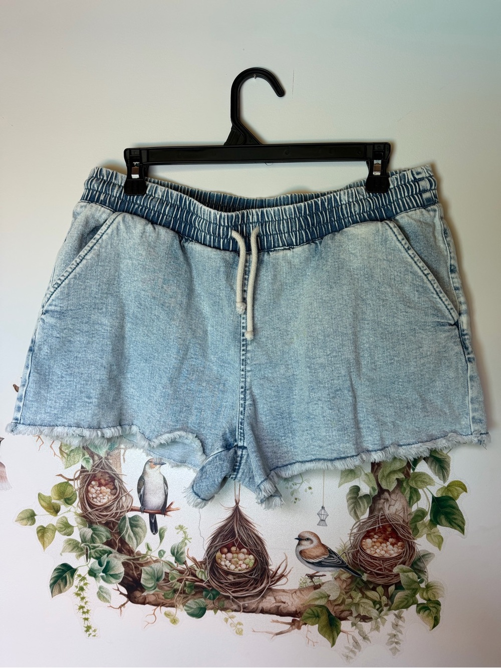 No Boundaries Light Wash Denim Drawstring Shorts